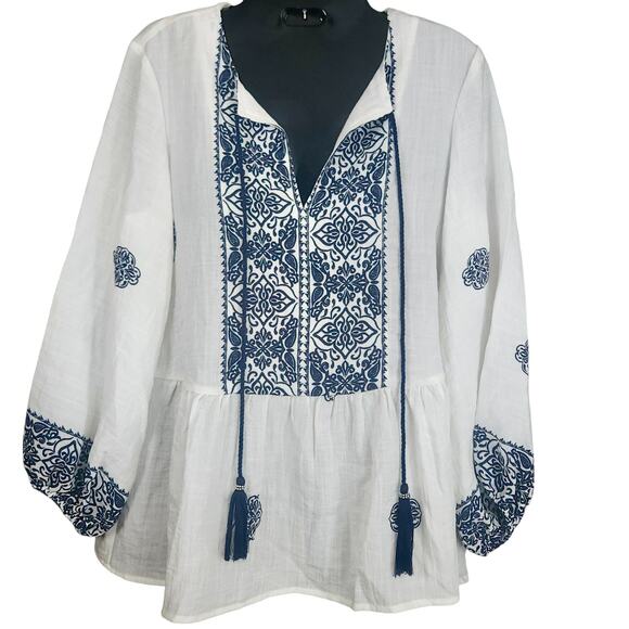 Two by Vince Camuto Tops - VINCE Camuto Peasant Boho‎ Empire Waist Tunic Top Women sz XS S M Oversized NEW
